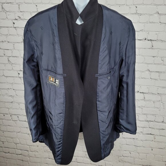 Daks Jermyn Street Black Wool Cashmere 2 Button Double Vent Blazer Sportcoat 46R - Picture 6 of 16